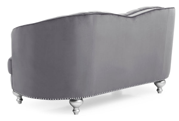 English Elm Charming Velvet Traditional Loveseat with Recessed Arms, 35"H x 71"W, 16" Seat Depth for Cozy Two-Seater Gray 30 L x 71.5 W x 37.5 H B078108410