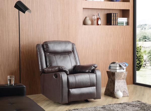 English Elm Contemporary PU Recliner Chair with Padded Arms, Sleek Contemporary Design, Comfortable Support and Easy Assembly Dark Brown 26 L x 33 W x 30 H B078108412