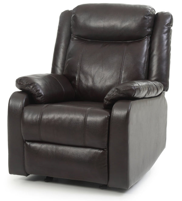 English Elm Contemporary PU Recliner Chair with Padded Arms, Sleek Contemporary Design, Comfortable Support and Easy Assembly Dark Brown 26 L x 33 W x 30 H B078108412