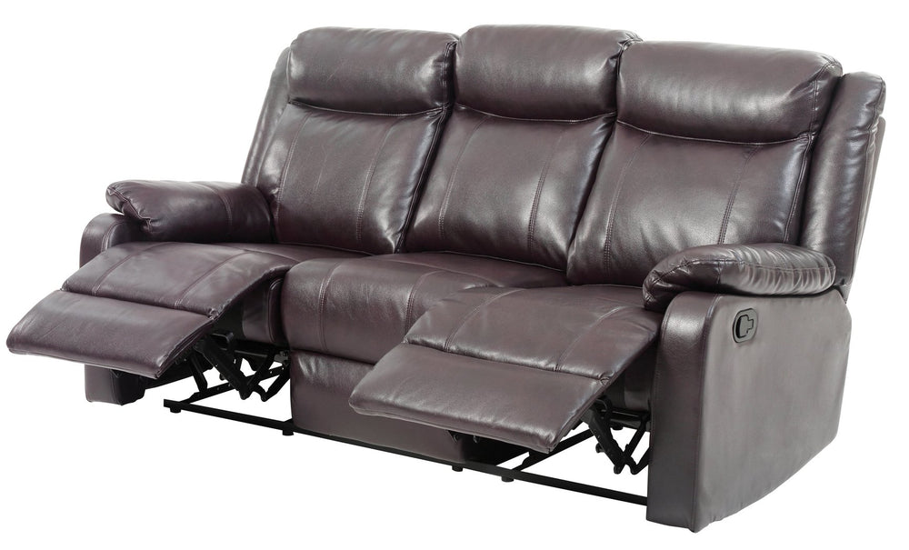 English Elm G760A-RS Double Reclining Sofa Dark Brown PU Sleeper with Removable Arms & Back, Stable Center Support B078108414