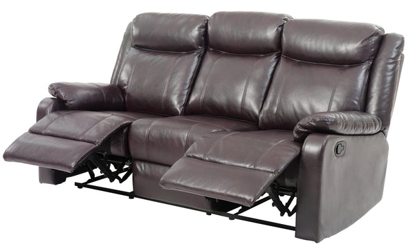 English Elm G760A-RS Double Reclining Sofa Dark Brown PU Sleeper with Removable Arms & Back, Stable Center Support B078108414