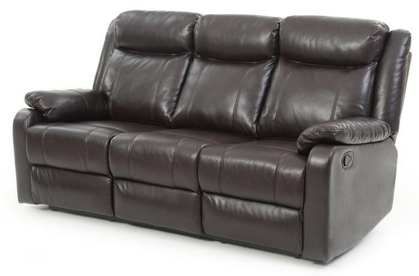 English Elm G760A-RS Double Reclining Sofa Dark Brown PU Sleeper with Removable Arms & Back, Stable Center Support B078108414