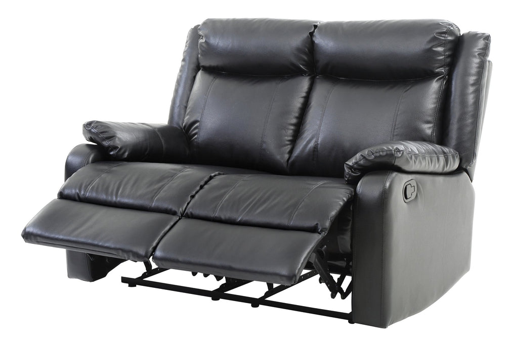 English Elm Sleek Black PU Contemporary Love Seat 40"Hx55"Wx37"D Reclining Comfort, Padded Arms, Quick Assembly B078108416