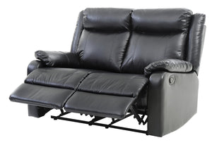 English Elm Sleek Black PU Contemporary Love Seat 40"Hx55"Wx37"D Reclining Comfort, Padded Arms, Quick Assembly B078108416