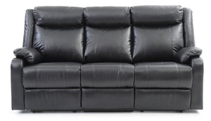 English Elm Glory PU Reclining Loveseat with Channel Tufted Back for Lumbar Support and Compact Spaces Comfort Black 26 L x 76 W x 30 H B078108417