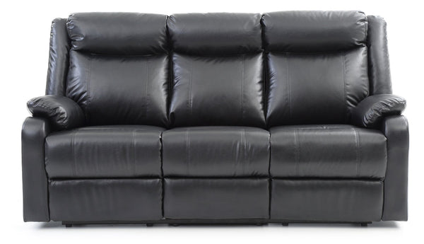English Elm Glory PU Reclining Loveseat with Channel Tufted Back for Lumbar Support and Compact Spaces Comfort Black 26 L x 76 W x 30 H B078108417