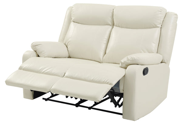 English Elm Stylish Pearl Reclining Love Seat with Padded Arms, Durable PU Upholstery, Sleek Movie-Night Comfort Off White 26 L x 58 W x 30 H B078108419