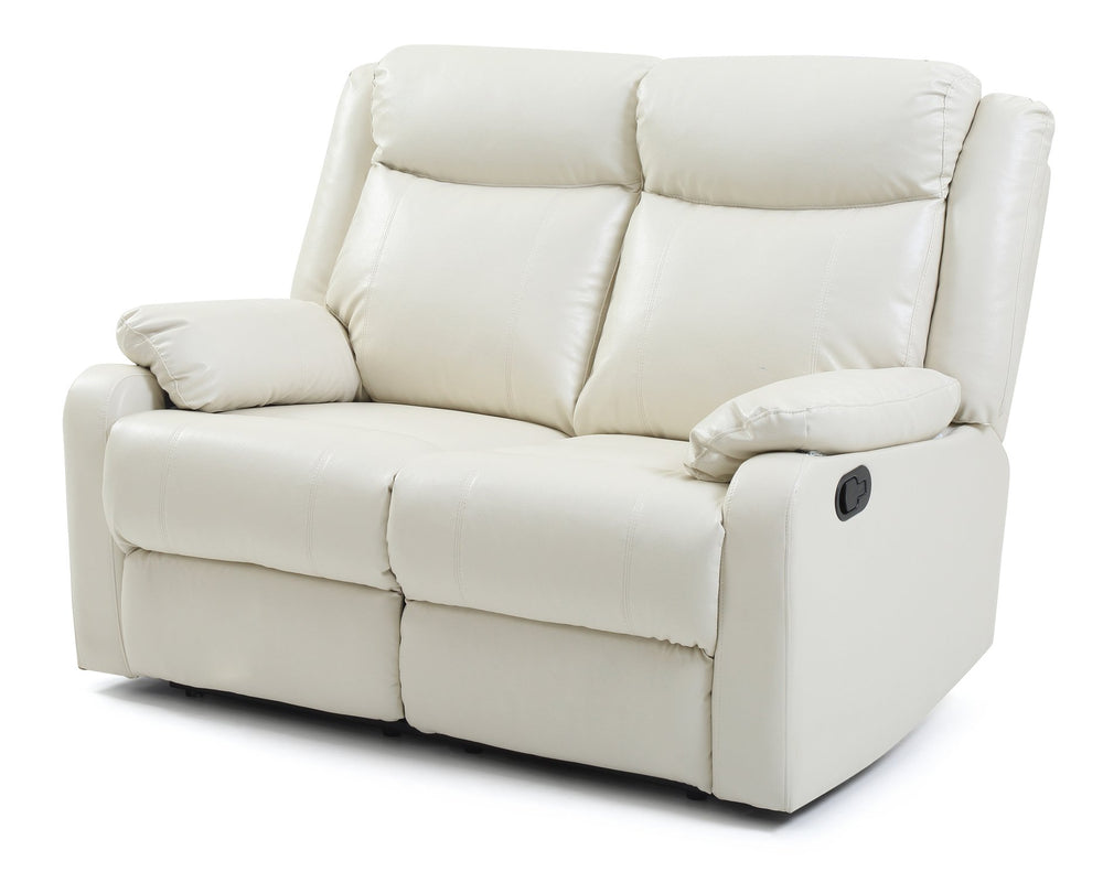 English Elm Stylish Pearl Reclining Love Seat with Padded Arms, Durable PU Upholstery, Sleek Movie-Night Comfort Off White 26 L x 58 W x 30 H B078108419