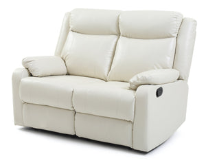English Elm Stylish Pearl Reclining Love Seat with Padded Arms, Durable PU Upholstery, Sleek Movie-Night Comfort Off White 26 L x 58 W x 30 H B078108419