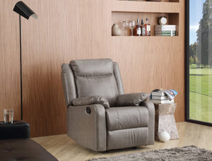 English Elm Sleek Gray Padded Arm Recliner with PU Upholstery, Compact 40"H x 33"W x 37"D, Cozy Support B078108421