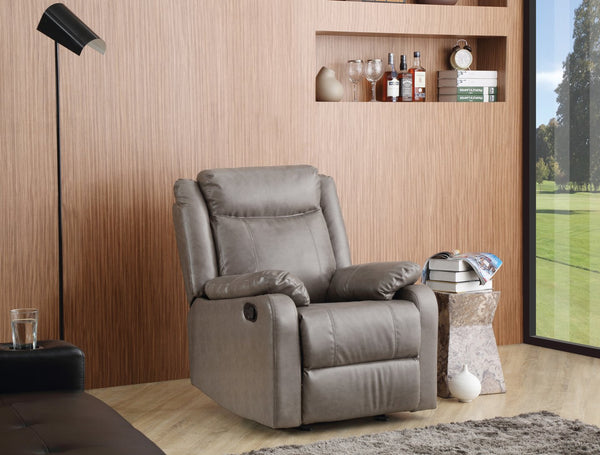 English Elm Sleek Gray Padded Arm Recliner with PU Upholstery, Compact 40"H x 33"W x 37"D, Cozy Support B078108421