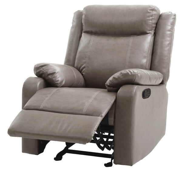 English Elm Sleek Gray Padded Arm Recliner with PU Upholstery, Compact 40"H x 33"W x 37"D, Cozy Support B078108421