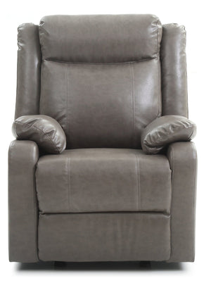 English Elm Sleek Gray Padded Arm Recliner with PU Upholstery, Compact 40"H x 33"W x 37"D, Cozy Support B078108421
