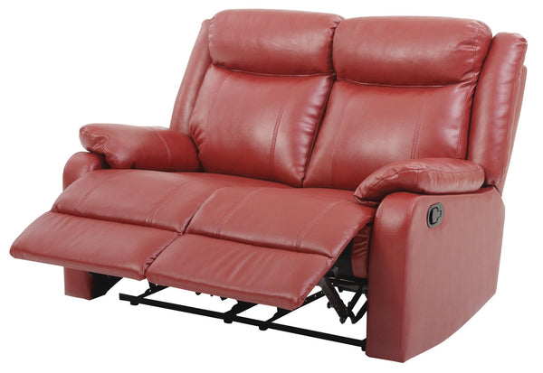 English Elm Glory PU Reclining Loveseat with Channel Tufted Back for Lumbar Support and Compact Spaces Comfort Red 26 L x 58 W x 30 H B078108428