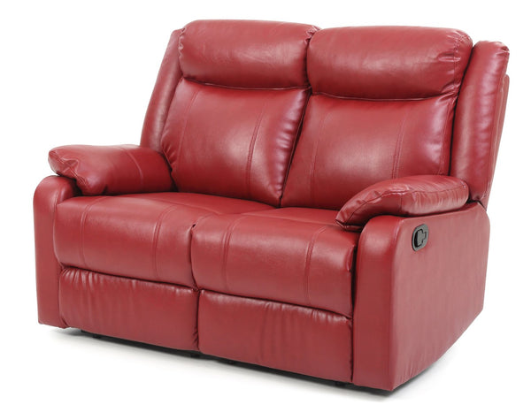 English Elm Glory PU Reclining Loveseat with Channel Tufted Back for Lumbar Support and Compact Spaces Comfort Red 26 L x 58 W x 30 H B078108428