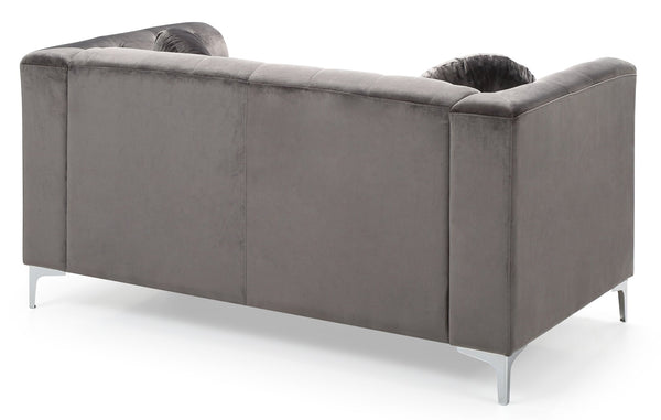English Elm Contemporary Velvet Loveseat with Sloped Arms, Durable Frame, Plush Seating for Two, Compact Comfort Dark Gray 26 L x 50 W x 13 H B078S00068