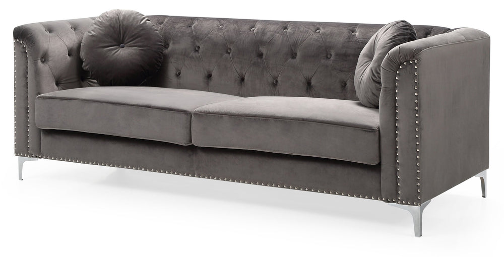 English Elm Elegant Velvet Dark Gray Sofa - 83"W Contemporary Sloped Arms, 24" Seat Depth, Durable Lounge Comfort B078S00460