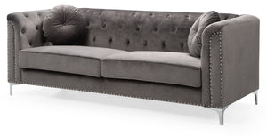 English Elm Elegant Velvet Dark Gray Sofa - 83"W Contemporary Sloped Arms, 24" Seat Depth, Durable Lounge Comfort B078S00460