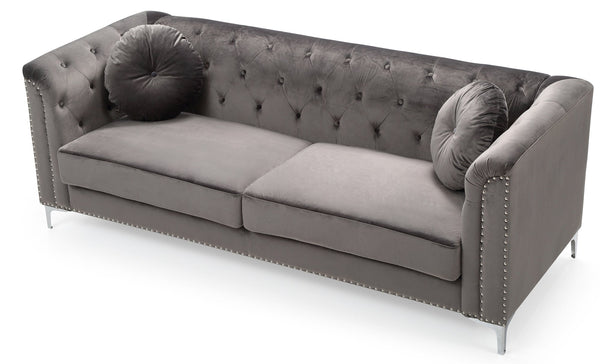 English Elm Elegant Velvet Dark Gray Sofa - 83"W Contemporary Sloped Arms, 24" Seat Depth, Durable Lounge Comfort B078S00460
