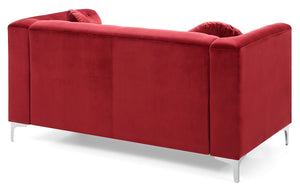 English Elm Chic Velvet Burgundy Sloped Arm Loveseat – 2-Seater Compact 31"H x 62"W Comfort, Stylish Décor Appeal B078S00070