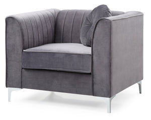 English Elm Contemporary Sloped Arm Accent Chair Neutral Upholstered Lounge Seat for Living Room Gray B078108433