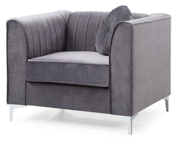 English Elm Contemporary Sloped Arm Accent Chair Neutral Upholstered Lounge Seat for Living Room Gray B078108433