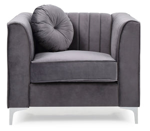 English Elm Contemporary Sloped Arm Accent Chair Neutral Upholstered Lounge Seat for Living Room Gray B078108433