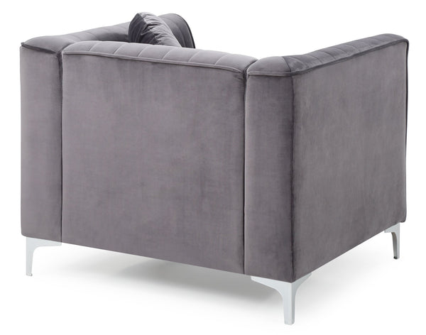 English Elm Contemporary Sloped Arm Accent Chair Neutral Upholstered Lounge Seat for Living Room Gray B078108433