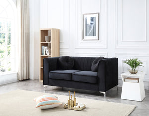 English Elm Chic Velvet Black Loveseat with Sloped Arms for Two — 24" Deep Seat, Modern Comfort, Easy Assembly B078S00079