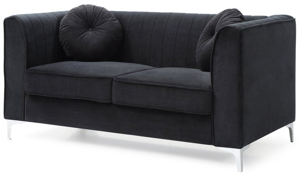 English Elm Chic Velvet Black Loveseat with Sloped Arms for Two — 24" Deep Seat, Modern Comfort, Easy Assembly B078S00079