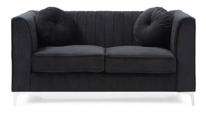 English Elm Chic Velvet Black Loveseat with Sloped Arms for Two — 24" Deep Seat, Modern Comfort, Easy Assembly B078S00079