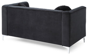 English Elm Chic Velvet Black Loveseat with Sloped Arms for Two — 24" Deep Seat, Modern Comfort, Easy Assembly B078S00079