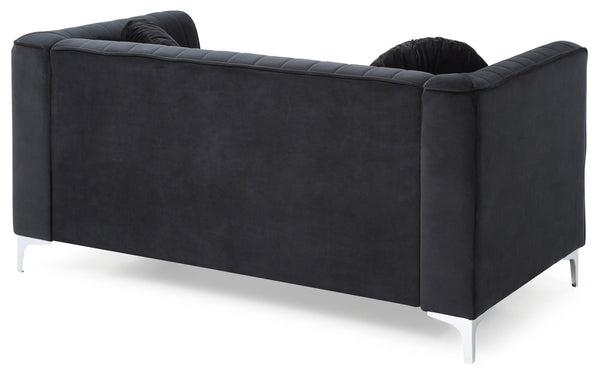 English Elm Chic Velvet Black Loveseat with Sloped Arms for Two — 24" Deep Seat, Modern Comfort, Easy Assembly B078S00079