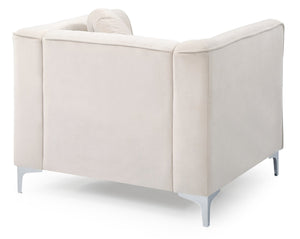 English Elm Contemporary Sloped Arm Accent Chair Neutral Upholstered Lounge Seat for Living Room Ivory B078108438