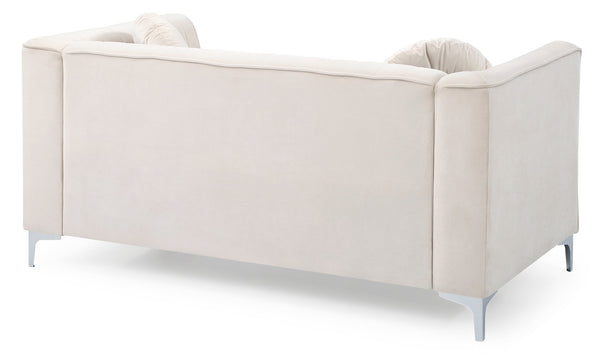 English Elm Ivory Velvet Contemporary Loveseat for Two — 32"H x 65"W Spacious 24" Seat Depth, Sloped Arms Comfort B078S00084