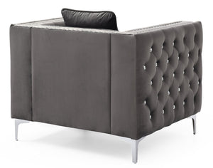English Elm Paige Jeweled Tufted Gray Velvet Chair - KD Design, Chrome Legs, Durable Hardwood Frame, Easy Assemble B078108449
