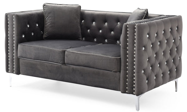 English Elm Stylish velvet loveseat with sleek track arms, 2-seater comfort, easy assembly, modern chic seating Gray 33.5 L x 25.2 W x 21.3 H B078S00001