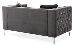 English Elm Stylish velvet loveseat with sleek track arms, 2-seater comfort, easy assembly, modern chic seating Gray 33.5 L x 25.2 W x 21.3 H B078S00001