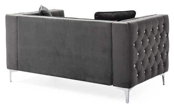 English Elm Stylish velvet loveseat with sleek track arms, 2-seater comfort, easy assembly, modern chic seating Gray 33.5 L x 25.2 W x 21.3 H B078S00001