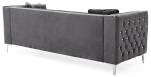 English Elm Paige Velvet Tufted Sofa with Faux Diamond Buttons — Modern Plush Seating, Stylish Comfort for Living Rooms Gray 33.5 L x 25.2 W x 21.3 H B078S00086