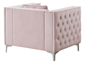 English Elm Glory Velvet Tufted Accent Chair with Faux Diamond Buttons, Spacious 30"H x 40"W Comfort Design Pink 39.8 L x 33.9 W x 24.8 H B078108452