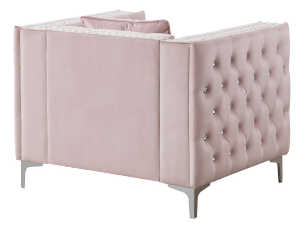 English Elm Glory Velvet Tufted Accent Chair with Faux Diamond Buttons, Spacious 30"H x 40"W Comfort Design Pink 39.8 L x 33.9 W x 24.8 H B078108452