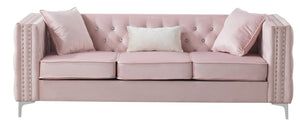 English Elm Paige Velvet Tufted Sofa with Faux Diamond Buttons — Modern Plush Seating, Stylish Comfort for Living Rooms Pink 33.5 L x 25.2 W x 21.3 H B078S00087