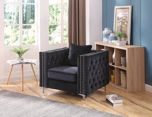 English Elm Sleek Track Arm Accent Chair with Black Finish for Modern Living or Reading Nooks B078108461