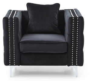 English Elm Sleek Track Arm Accent Chair with Black Finish for Modern Living or Reading Nooks B078108461