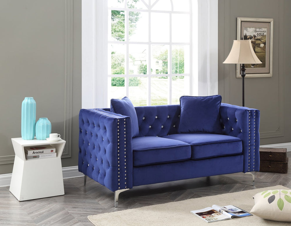 English Elm Chic Track Arm Loveseat Bold Upholstered Two Seat Contemporary Living Room Sofa B078S00006