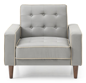 English Elm Contemporary PU Track Arm Chair Bed with Sleek Arms, Space-Saving Convertible Design and Easy Assembly Gray 34 L x 17 W x 12 H B078S00471