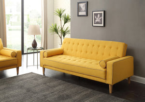 English Elm Andrews G834A-S Sofa Bed Yellow - Tufted Fabric Sleeper, Removable Arms & Back for Easy Delivery, Stylish Convertible Seating B078108469
