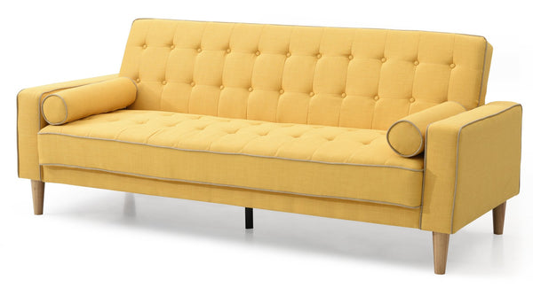 English Elm Andrews G834A-S Sofa Bed Yellow - Tufted Fabric Sleeper, Removable Arms & Back for Easy Delivery, Stylish Convertible Seating B078108469