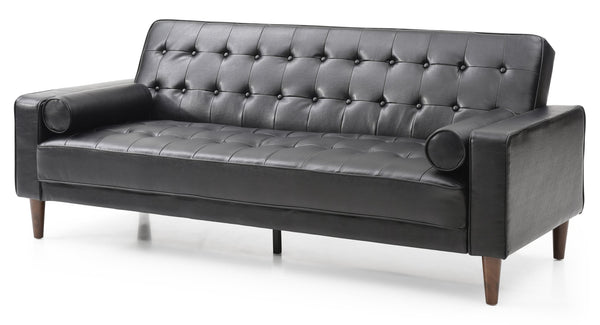 English Elm Glory Andrews G843A-S Sofa Bed PU Tufted Modern Convertible Sleeper with Removable Arms & Stable Center Leg Black 75 L x 43 W x 12 H B078108472